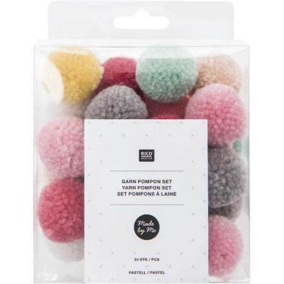 Assortiment de pompons ronds - Pastel - 3 cm - 24 pcs