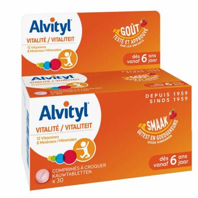 Alvityl VITALITE - Vitamines Go&ucirc;t Fraise, 30 comprim&eacute;s