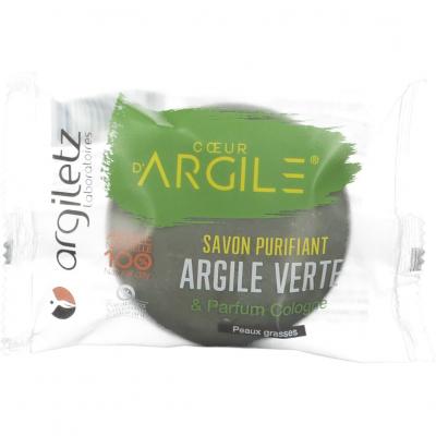 Argiletz Savon Argile Verte Parfum Cologne Bio 100 g - Sachet 1 pain