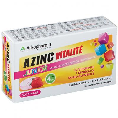 Arkopharma Azinc Vitalit&eacute; Junior Go&ucirc;t Fraise 30 comprim&eacute;s &agrave; croquer