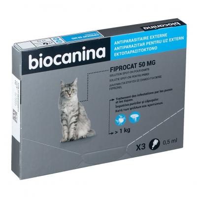 BIOCANINA Fiprocat 50 MG Solution Spot-on Chats 3 Pipettes de 0,5 ML