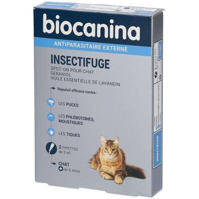 INSECTIFUGE CHAT 2 pipettes Antiparasitaire externe Biocanina