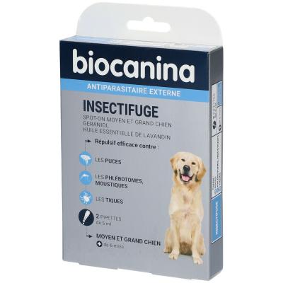 Biocanina Insectifuge Naturel Spot-On Moyen et Grand Chien 2 pipettes
