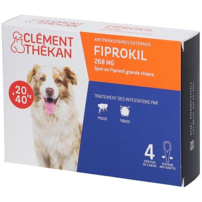 Anti-Puces Anti-Tiques Chien 20-40kg 4 Pipettes