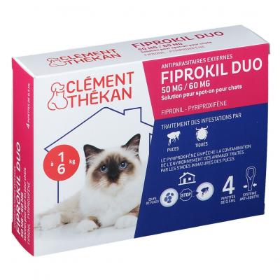 Cl&eacute;ment Th&eacute;kan Fiprokil Duo Chat 1 - 6kg 4 pipettes