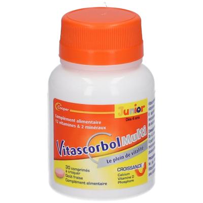 VITASCORBOL Multi junior croissance bo&icirc;te de 30 comprim&eacute;s&agrave;croquer