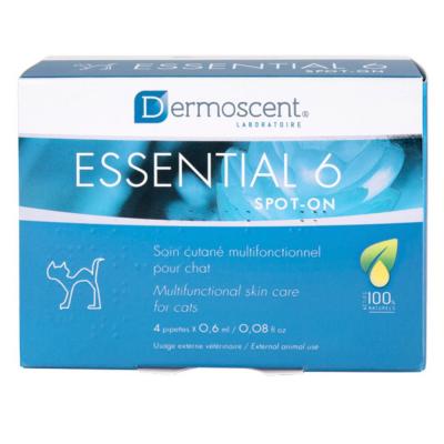 Soin cutan&eacute; Essential 6 Spot on Dermoscent 4 pipettes pour chat