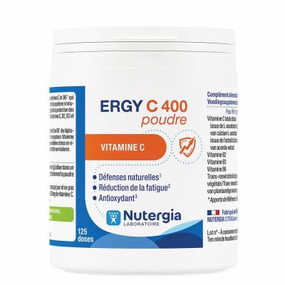 ERGY C 400 Compl&eacute;ment alimentaire &agrave; base de vit C, vit B et de trans-resv&eacute;ratrol. - Pot de 125g