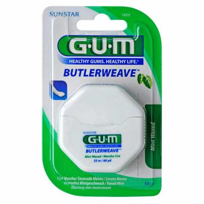 Gum BUTLERWEAVE1855 - Fil Dentaire Plat Cir&eacute; Menthol&eacute;, 55 m&egrave;tres