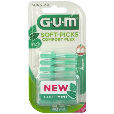 Gum Soft Picks 670 Comfort Flex Mint M&eacute;dium X40 - Blister 40 B&acirc;tonnets