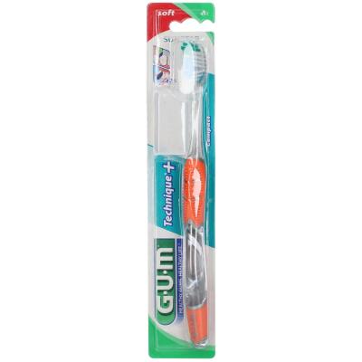 Gum&reg; Technique+ brosse &agrave; dents souple compacte adultes