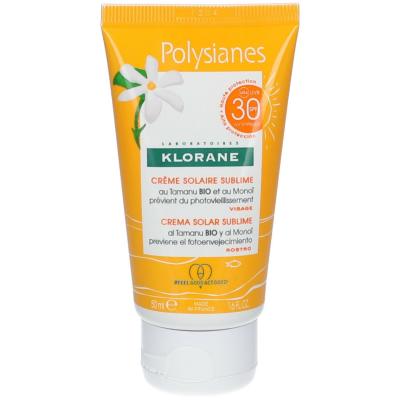 Klorane Cr&egrave;me Solaire Sublime au Mono&iuml; et Tamanu BIO Spf30 Visage
