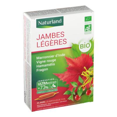 Naturland Jambes L&eacute;g&egrave;res Bio 20 Ampoules - Bo&icirc;te 20 Ampoules de 10 ml