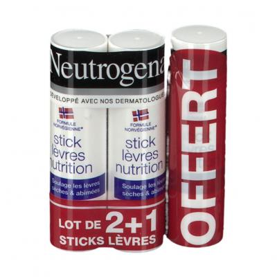 Neutrogena Stick L&egrave;vres Nutrition, 3x4.8g