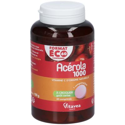 NUTRISANTE Ac&eacute;rola 1000 comprim&eacute;s&agrave;croquer go&ucirc;t cerise x 60