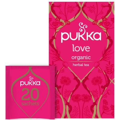 Pukka Herbs Love Tisane &agrave; la Rose Bio, Camomille et Lavande 20 Filtres