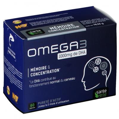 SANT&Eacute;VERTE Om&eacute;ga 3 1000mg de DHA m&eacute;moire&concentration 60 capsules