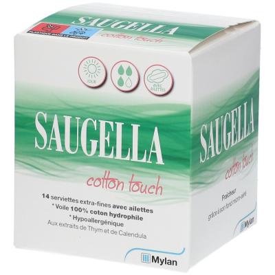 SAUGELLA Cotton touch jour 14 serviettes extra-fines avec ailettes