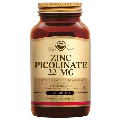 Solgar Zinc Picolinate 22mg 100 comprim&eacute;s