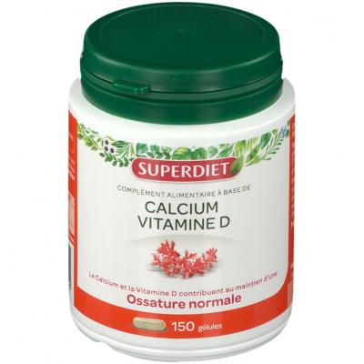 Superdiet Calcium + Vitamine d - 150 G&eacute;lules - Bo&icirc;te 150 g&eacute;lules