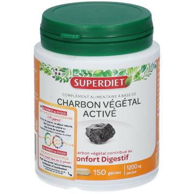 Superdiet Charbon v&eacute;g&eacute;tal activ&eacute;, 150 g&eacute;lules
