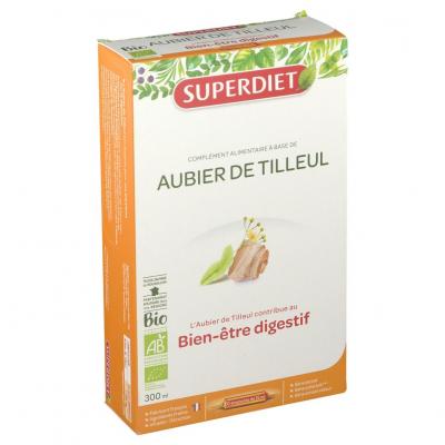 SUPERDIET Aubier de tilleul bio solution buvable digestion 20 ampoules