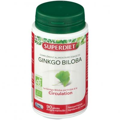 Superdiet Ginkgo Biloba Bio - 90 G&eacute;lules - Bo&icirc;te plastique 90 g&eacute;lules