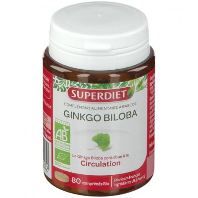 Superdiet Ginkgo Biloba Bio - 80 Comprim&eacute;s - Pot 80 comprim&eacute;s