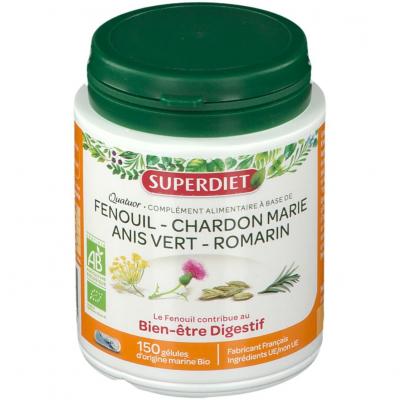 Superdiet Quatuor Bien-&Ecirc;tre Digestif Bio 150 g&eacute;lules