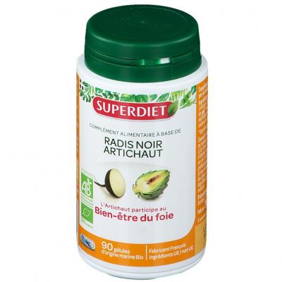 Superdiet Radis Noir - Artichaut Bio - 90 G&eacute;lules - Pot 90 g&eacute;lules