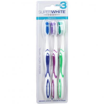 Superwhite Brosse &agrave; dents family medium, 3 unit&eacute;s