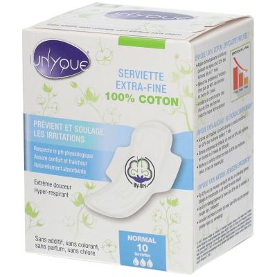 Unyque Serviettes P&eacute;riodique 100% Coton Extra Fines Normal