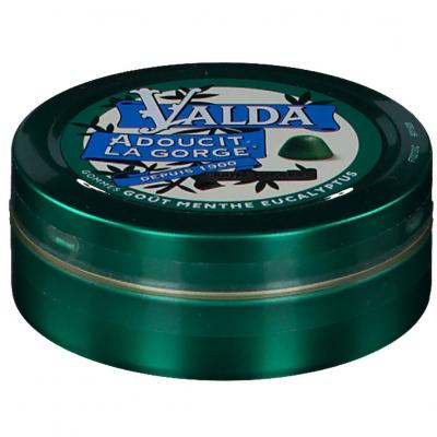 VALDA gommes go&ucirc;t menthe eucalyptus sans sucre bo&icirc;te de 50 g
