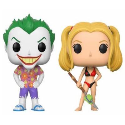 Dc comics - pack de 2 pop! Beach joker & harley 9 cm FK14238