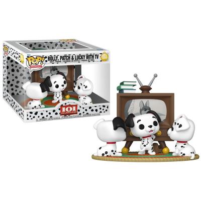 Figurine Funko Pop Moment 101 Dalmatians Rolly, Patch & Lucky with TV
