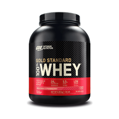 Optimum Nutrition 100% Whey Gold Standard 2,27kg Fraise - Lactos&eacute;rum