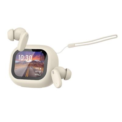 Ecouteurs TWS Bluetooth 5.4 avec Ecran LCD Braga R&eacute;duction de Bruit ANC Beige