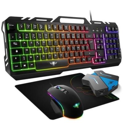 Big pack RGB Spirit of gamer clavier souris tapis - R&eacute;tro &eacute;clair&eacute; + Convertisseur console