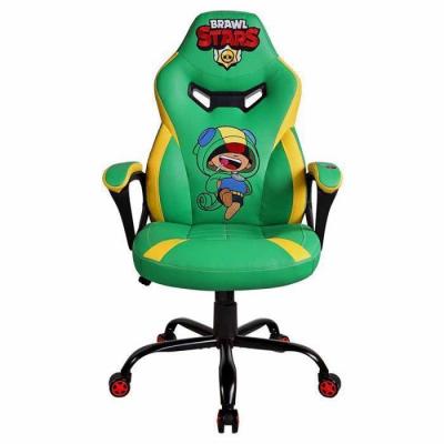 Chaise Gaming Junior Brawl Stars Verte Simili Cuir et Broderie Ergonomique R&eacute;glable - Subsonic