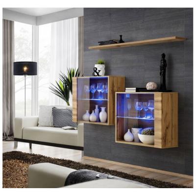 Commode - Switch SB III - 2 vitrines LED - 1 &eacute;tag&egrave;re - Bois