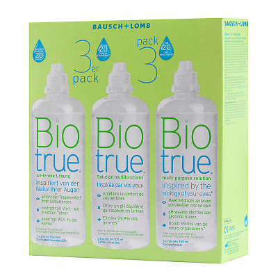 Biotrue 3x300ml,3 flacons de 300ml + 3 etuis