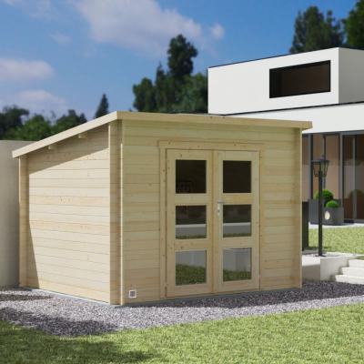 Abri de jardin en bois toit plat 7,4 m&sup2; Amazonie Ep. 28 mm