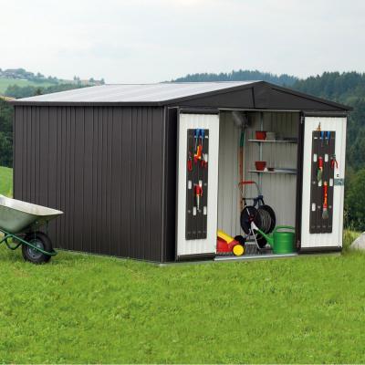 Abri de jardin Europa en metal - Taille 7 L316xP300 cm - Gris fonce