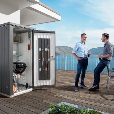Armoire de jardin m&eacute;tal T90 gris fonc&eacute;, l.93 x H.182.5 x P.83 cm