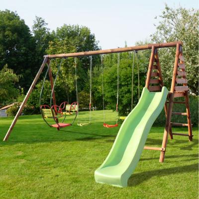 Balan&ccedil;oire en bois trait&eacute; 4 agr&egrave;s et toboggan Jacinthe