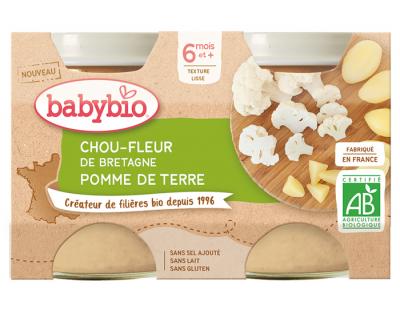BABYBIO Chou-Fleur et Pomme de Terre des 6M Bio - 2x130G