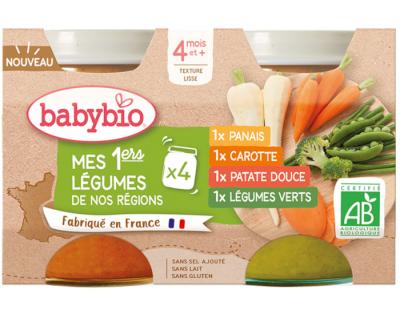 Repas B&eacute;b&eacute; L&eacute;gumes Bio D&eacute;s 4 Mois Babyboi - Les 4 Pots De 130g