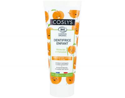 Coslys - Dentifrice enfant, P&ecirc;che bio (Pr&eacute;vention caries) (50 ml)
