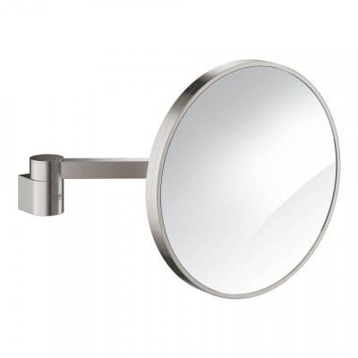 Miroir grossissant m&eacute;tallique acier Grohe
