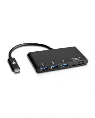 V7 V7UC3U-HUB-BLK-1E USB-C m&acirc;le &agrave; 5-en-1 femelle Hub Noir